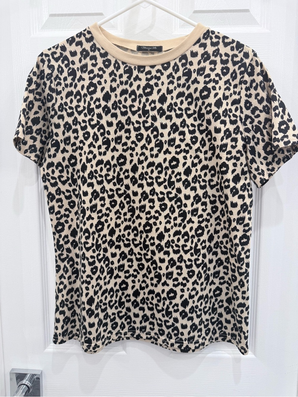 Leopard Print Short Sleeve Tee - Beige/Black
